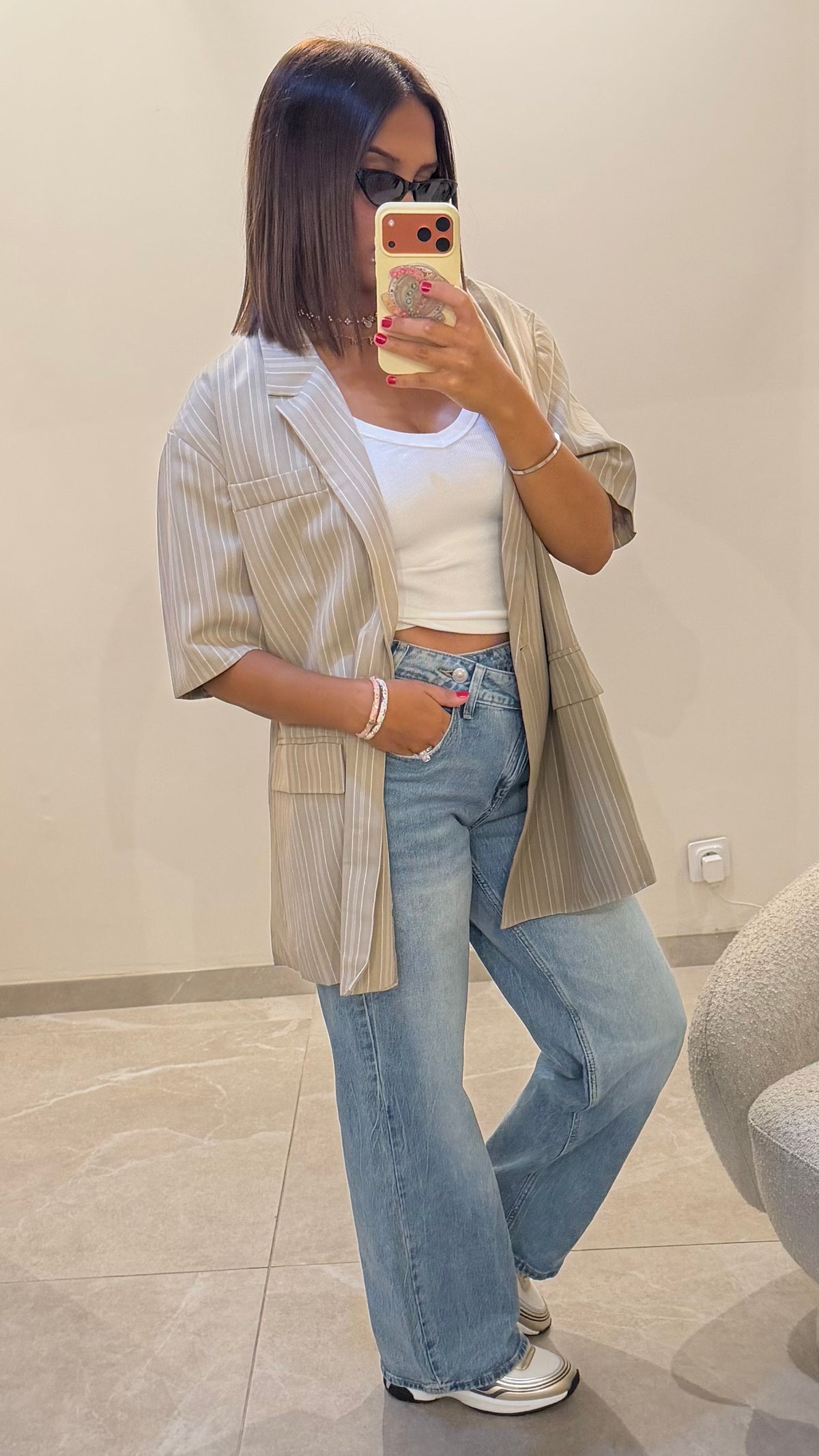 BLAZER BEIGE RAYÉ